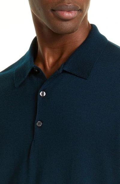 John Smedley Cotswold Wool Polo Sweater In Orion Green