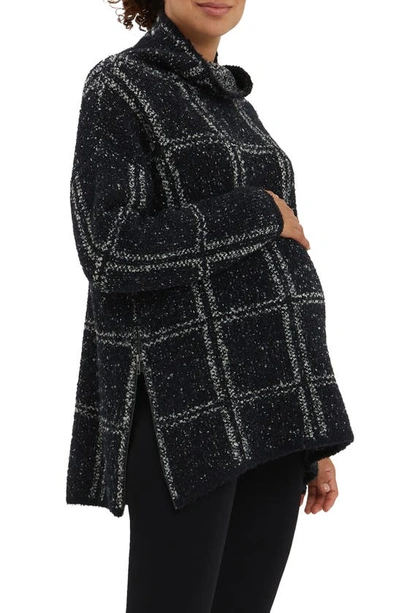 Nom Maternity Women's Lia Tunic Nursing Sweater In Black Windowpane