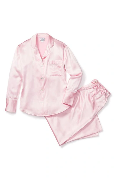 Petite Plume Straight-leg Mulberry Silk Pajama Set In Pink