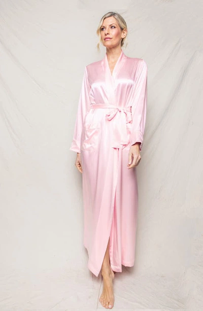 Petite Plume Pink Silk Long Robe In Pink