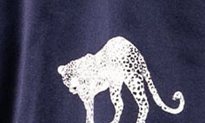 Petite Plume Panthere De Nuit Printed Silk Pajama Set In Navy