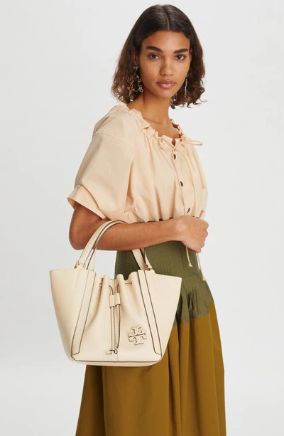 Tory Burch Mcgraw Dragonfly Drawstring Shoulder Bag In Brie