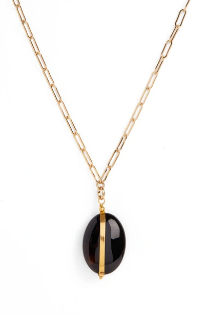 Shop Isabel Marant Stone Pendant Necklace In Black