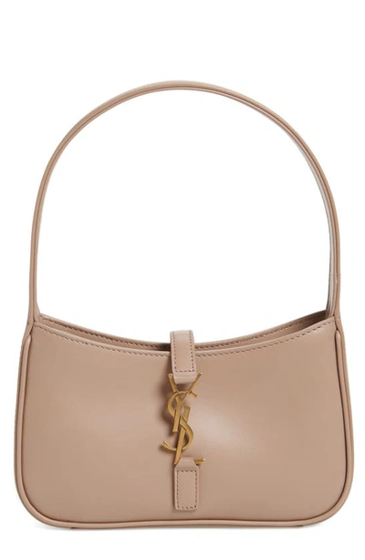 Saint Laurent Le 5 A 7 Mini Hobo Bag In Vegetable-Tanned Leather Brown Gold  in Smooth Calfskin Leather with Bronze-tone - US