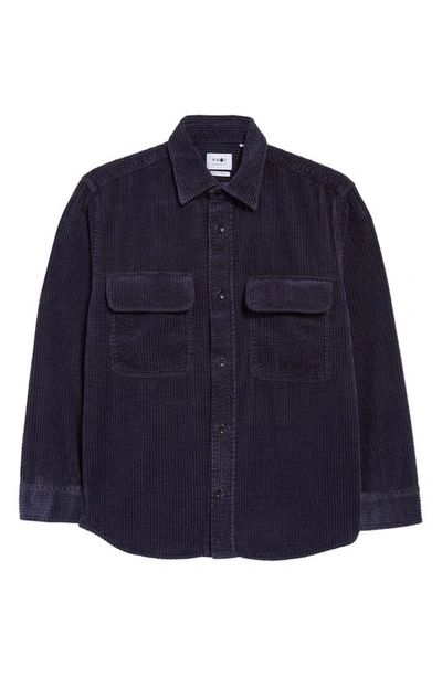 Shop Nn07 Folmer 1725 Cotton Corduroy Button-up Shirt Jacket In Navy Blue