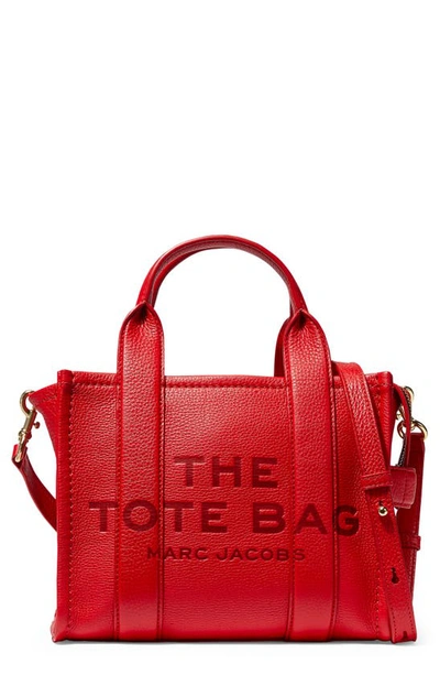 Shop Marc Jacobs The Leather Small Tote Bag In True Red