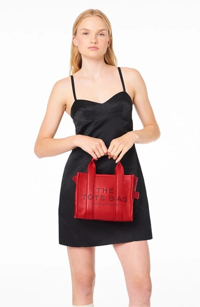 Shop Marc Jacobs The Leather Small Tote Bag In True Red