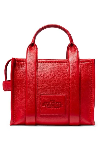 Shop Marc Jacobs The Leather Small Tote Bag In True Red