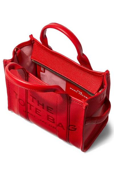 Shop Marc Jacobs The Leather Small Tote Bag In True Red