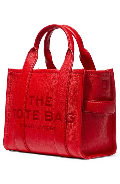 Shop Marc Jacobs The Leather Small Tote Bag In True Red
