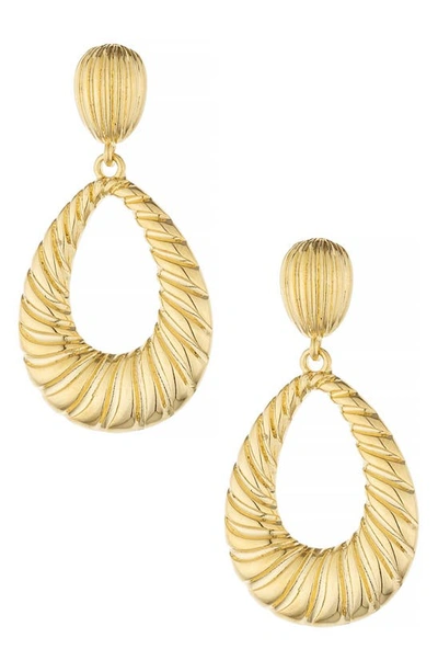 Ettika Teardrop Wave Detailed 18k Gold Plated Earrings In Gold