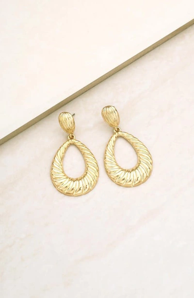 Ettika Teardrop Wave Detailed 18k Gold Plated Earrings In Gold