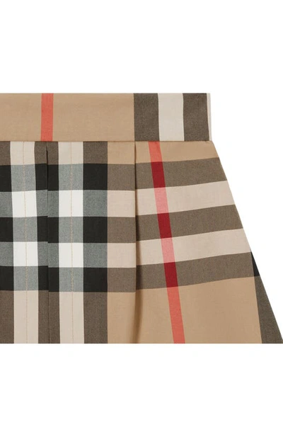 Shop Burberry Kids' Angelica Check Pleated Cotton Skirt In Archive Beige Ip Chk