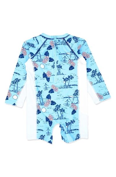 Feather 4 Arrow Shorebreak Long Sleeve One-piece Swimsuit In Crystal Blue