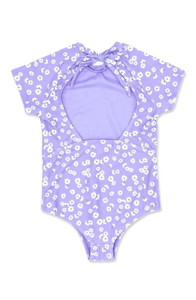 Feather 4 Arrow Kids' Lanikai Short Sleeve One-piece Swimsuit In Lavender