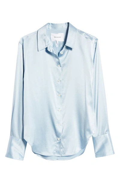 Shop Frame Stretch Silk Button-up Shirt In Chambray Blue