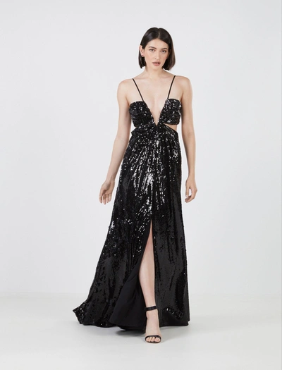 Shop Bcbgmaxazria Giacomo Cutout Sequin Evening Dress In Black Beauty