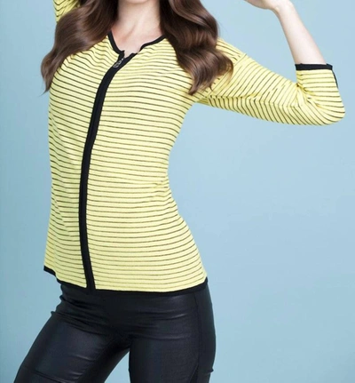 Shop Angel Zip-front Striped Cardigan In Yellow