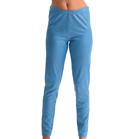 Shop Angel Microfiber Leather High-waisted Pants In Turquoise In Blue