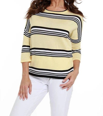 Shop Angel Striped 3/4 Sleeve Top In Yellow In Multi