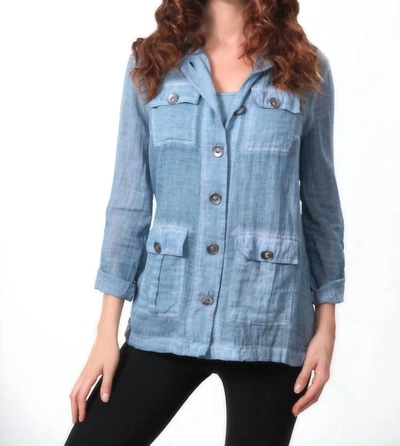 Shop Angel Oil Wash Hooded Button-up Cardigans In Denim In Blue