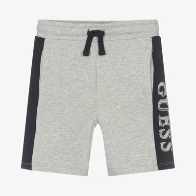 Shop Guess Boys Grey Cotton Logo Shorts