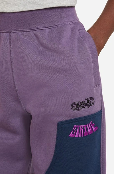 Shop Nike Kids' Lebron Cotton Blend Sweatpants In Purple/ Navy