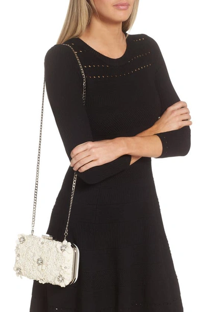 Olga Berg Beth Bead & Crystal Clutch In Ivory