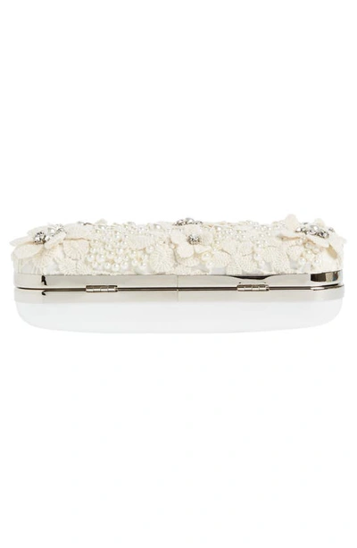 Olga Berg Beth Bead & Crystal Clutch In Ivory