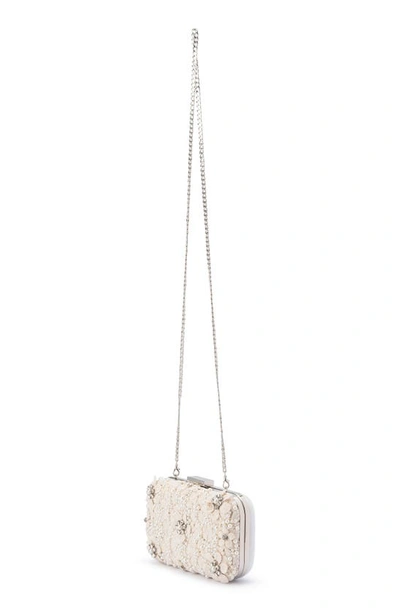 Olga Berg Beth Bead & Crystal Clutch In Ivory