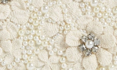 Olga Berg Beth Bead & Crystal Clutch In Ivory