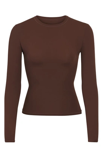 Shop Skims Fits Everybody Long Sleeve T-shirt In Cocoa