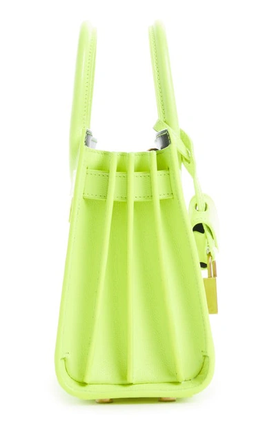 Shop Saint Laurent Nano Sac De Jour Neon Leather Top Handle Bag In Safety Yellow/ Nero