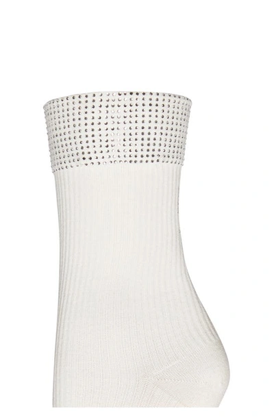 Shop Wolford Rhinestone Cuff Crew Socks In White