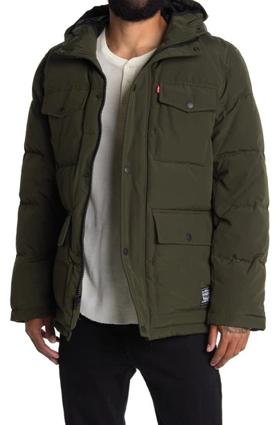 Shop Levi's Arctic Cloth Heavyweight Parka In Olive