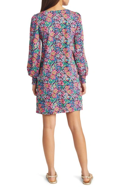Shop Lilly Pulitzer Diann Floral Print Long Sleeve Cotton Knit Shift Dress In Multi Feeling Fantastic