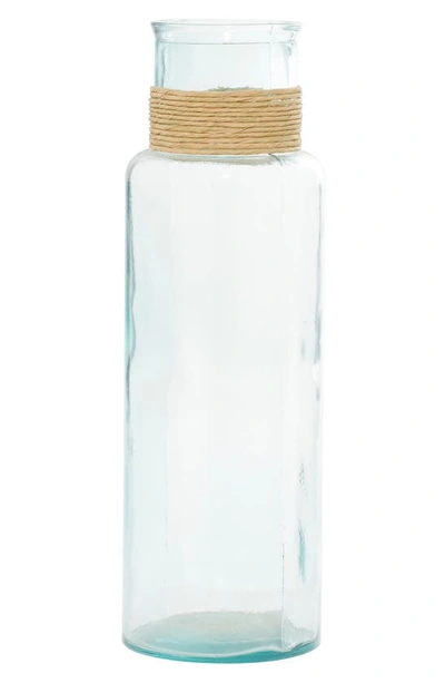 Ginger Birch Studio Clear Recycled Glass Vase With Rattan Detail In Clear