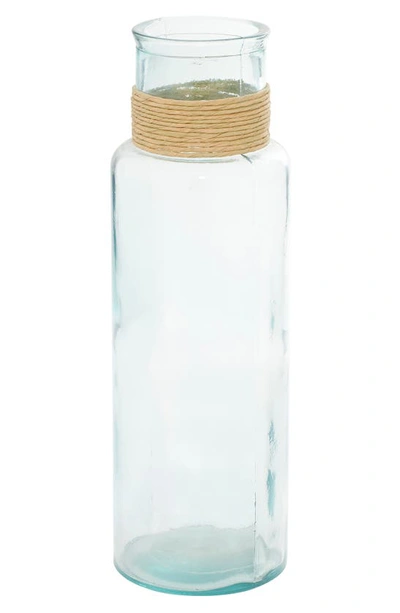 Ginger Birch Studio Clear Recycled Glass Vase With Rattan Detail In Clear
