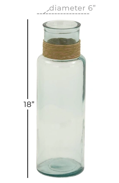 Ginger Birch Studio Clear Recycled Glass Vase With Rattan Detail In Clear