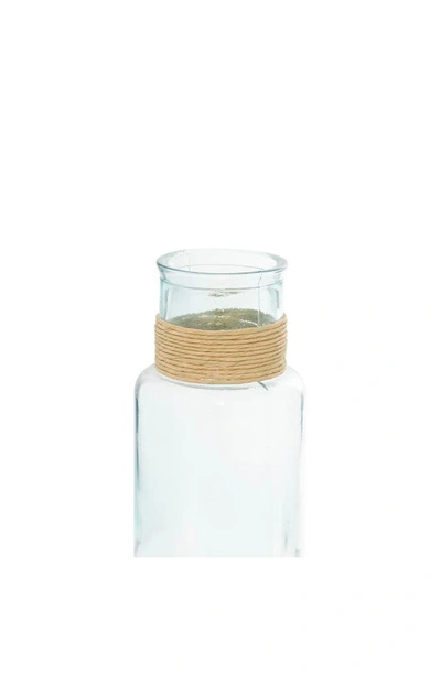 Ginger Birch Studio Clear Recycled Glass Vase With Rattan Detail In Clear