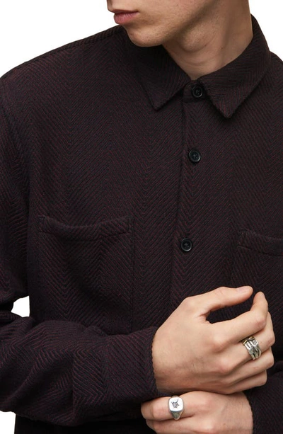Shop John Varvatos Cole Herringbone Cotton Button-up Shirt In Dark Plum
