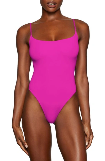 Shop Skims Fits Everybody Camisole Thong Bodysuit In Fuchsia