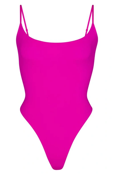 Shop Skims Fits Everybody Camisole Thong Bodysuit In Fuchsia