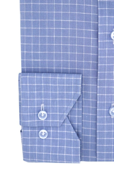Shop Lorenzo Uomo Trim Fit Windowpane Dress Shirt In Slate Blue