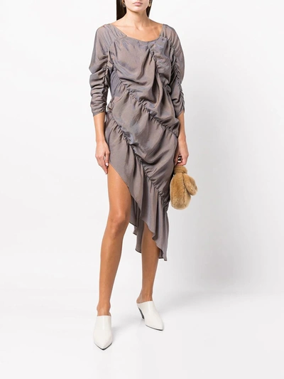 Shop Rui Women Pleated Asymmetrical Dress In Metallic Lilac