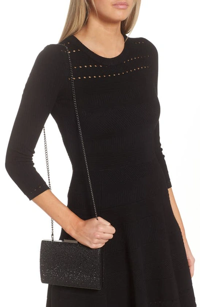 Olga Berg Gabby Metallic Hot Fix Crystal Clutch In Black