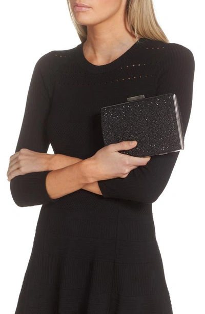 Olga Berg Gabby Metallic Hot Fix Crystal Clutch In Black