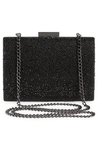 Olga Berg Gabby Metallic Hot Fix Crystal Clutch In Black