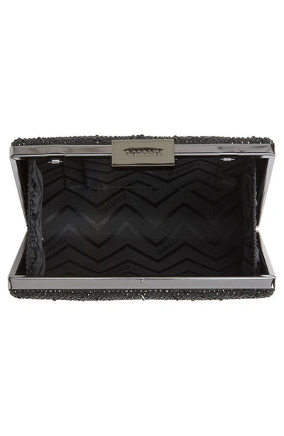 Olga Berg Gabby Metallic Hot Fix Crystal Clutch In Black