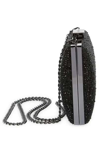 Olga Berg Gabby Metallic Hot Fix Crystal Clutch In Black